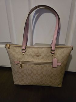 Coach Signature Tote Bag Light Khaki Pink