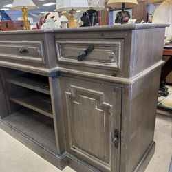 Beautiful Gray Wood Media Console - 72” x 21” x 36
