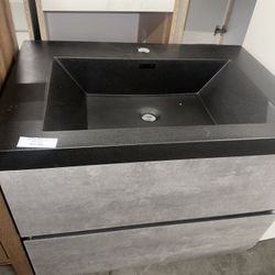 Forclover 30-in Cement Gray Single Sink Floating Bathroom Vanity