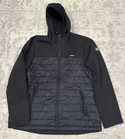 Hurley Black Jacket Adult Hybrid Softshell Puffer Coat Hooded  Mens Large