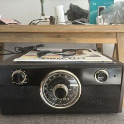 Victrola radio With Vinyl Albums 