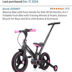 Like New Black & Pink Balance Bike