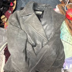 Guess Olive Green Leather Coat