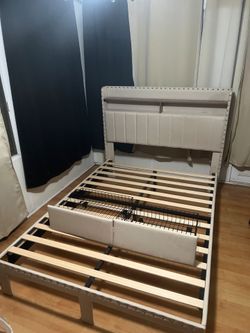 Full size Bed Frame with Storage Headboard