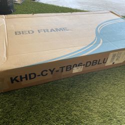 Twin Size Blue Metal Bed Frame – No Headboard (Brand New, Never Assembled) 