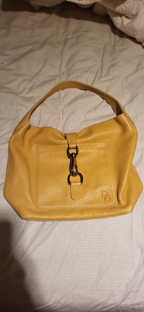 Donney & Bourke Yellow Belvedere Logo Lock Shoulder Bag