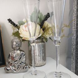 Simon Pearce - Hand blown Hartland Champagne Flutes (3 Pairs)