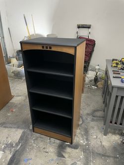 Ethan Allen Bookcase Black and Wood Tone