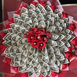 Money Flower Bouquet- Shiny Red