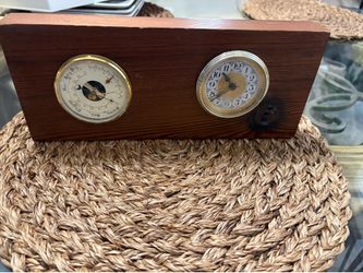 Vintage Wooden Desktop Weather Station & Clock