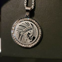 Stainless Steel Chain And Charm With Zirconium Stones