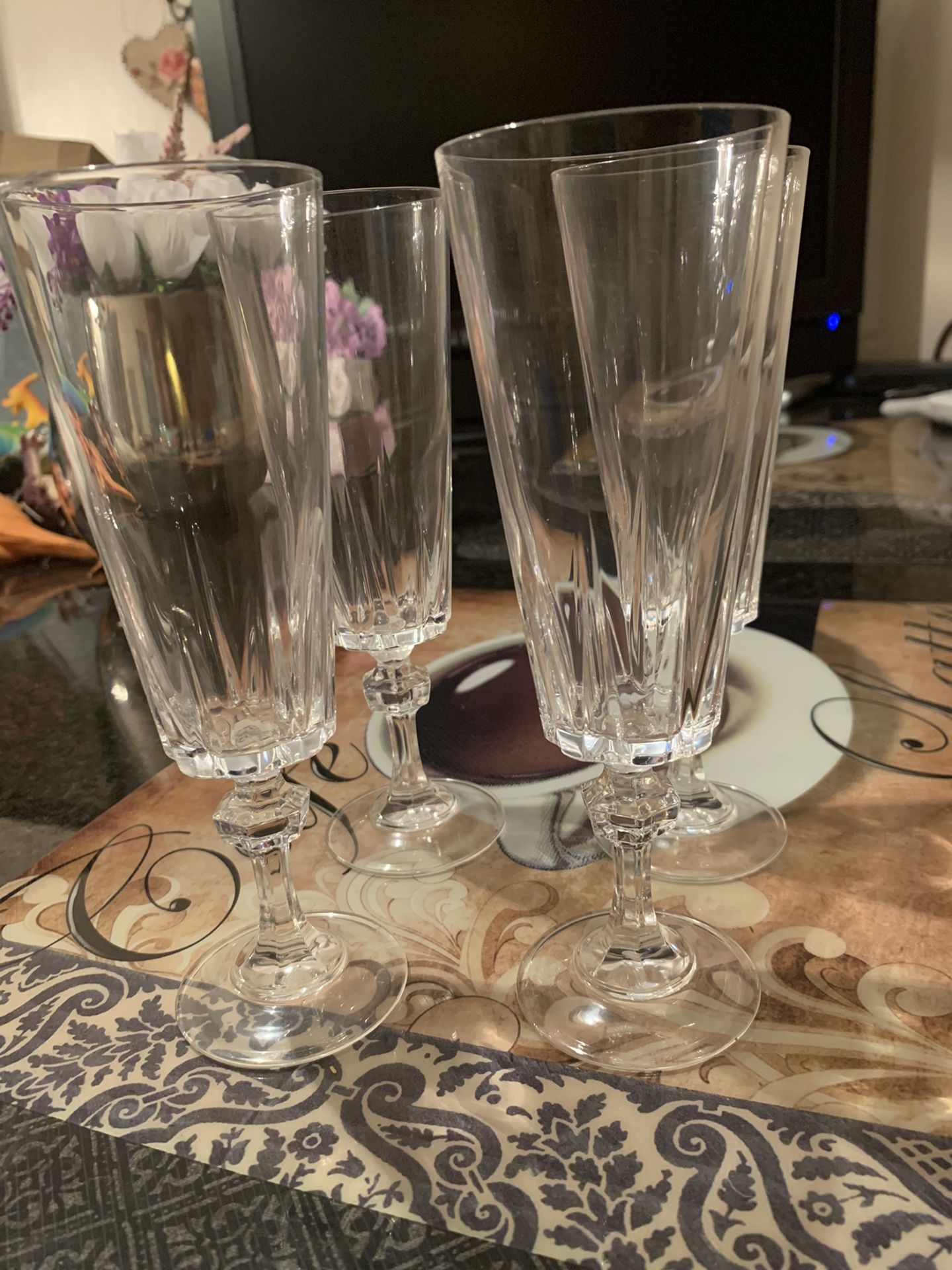 Vintage Crystal Flutes Set Of 4