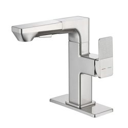 4744: LED Bathroom Sink Faucet,Brushed Nickel Bathroom Faucet with Pull Down Sprayer, Temperature Digital Display Single Handle