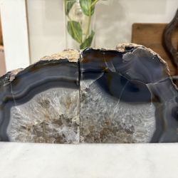 Polished agate geode bookends.