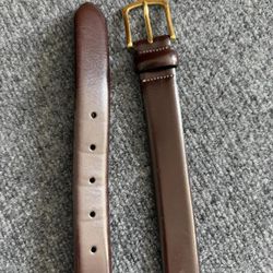 Vintage chocolate brown Italian leather polished brass buckle  made in Italy