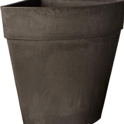 PSW Pot Collection Corner Triangle Planter Pot for Indoor and Outdoor Plants and Gardens, 13.5-inch x 17.5-inch, Dark Charcoal