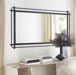 55in x 31in Rectangular Wall Mirror Black Metal Frame