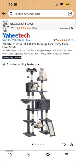 Cat Tree Large Color: Dark Gray - Estante o árbol para gatos tamaño grande Color Gris Obscuro