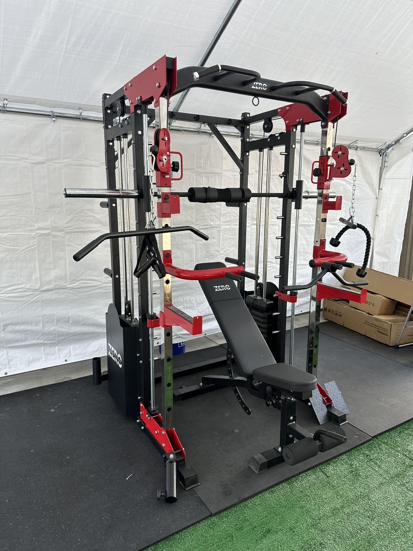 Smith Machine 200 | Adjustable Bench | 245lb Cast Iron Olympic Weights | 7ft Olympic Bar | Fitness | Gym Equipment | FREE DELIVERY/INSTALLATION 🚚 🛠️