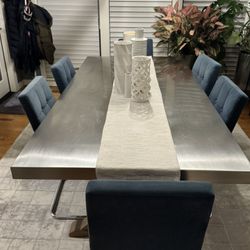 Steel Dining Table, 6 Chairs, free Rug $750 OBO