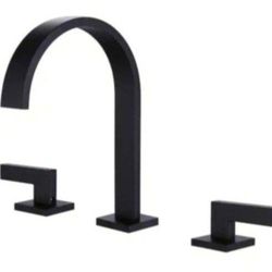 AIMADI 2-Handle Deck-Mount Roman Tub Faucet 3 Hole Waterfall Brass Bathtub Fillers in Matte Black