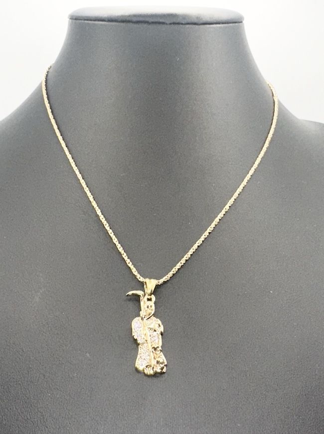 14Kt Yellow Gold Filled Grim Reaper Vintage 1.2x0.4 Inches 2.13Ct. TCW Pendant  