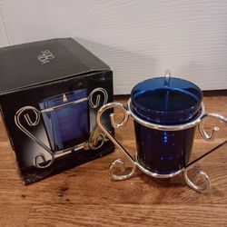 Glass & Silver Candle Holder