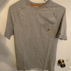 Mens Carhartt Force Gray Short Sleeve Shirt Like New Size Small Pocket Relaxed Fit