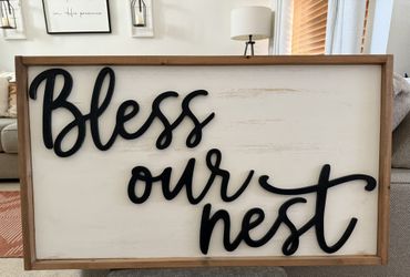 Bless Our Nest Large Wood Sign (Living Room Wall)