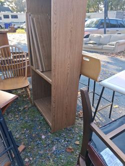 Tall Wooden Bookcase with Open Shelves