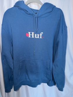 Women’s Huf Hoodie, Blue With Floral Logo, Sweatshirt, Size Large