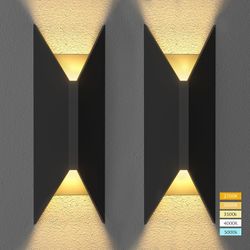 LED Up and Down Lights Outdoor Wall Lights, 5-Color Temperature Waterproof Modern Exterior Lighting Fixtures, 14 Inch Aluminum Outdoor Wall Sconce, 2