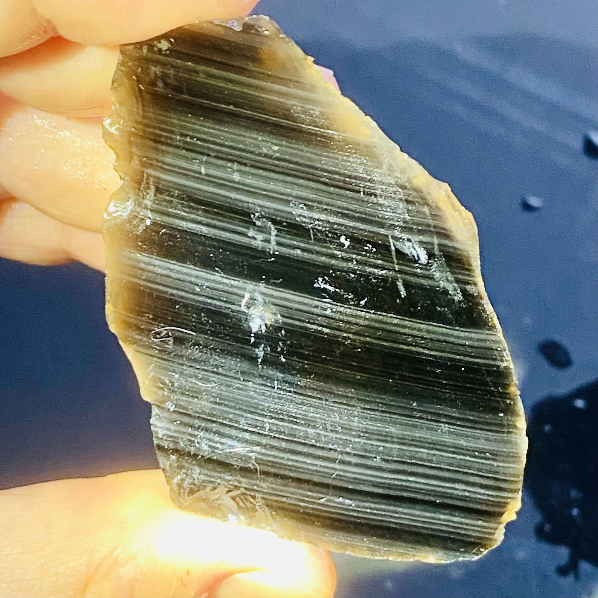 Black Midnight Lace Stripe Stripes Obsidian Zebra from Glass Butte Oregon 61g