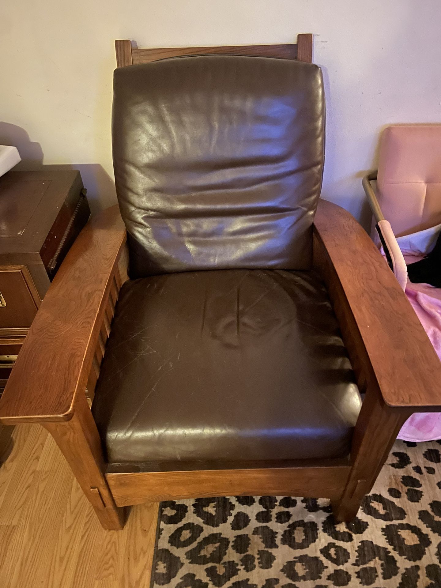 Sam Moore- Mission Style Leather Arm Chair