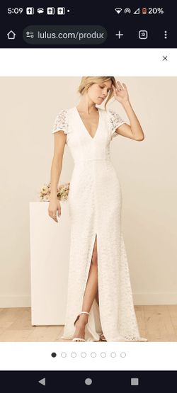 Lulus Your Hand in Mine White Lace Flutter Sleeve Maxi Dress In Small