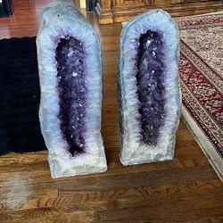 This Pair Of 24 inch tall, geodes backside polished