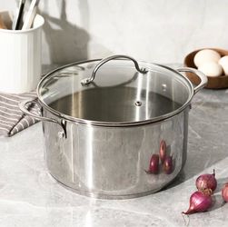 6 Quart Stainless Steel Stock Pot with Glass Lid