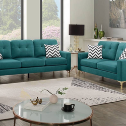 Gorgeous ‼️ 2pc sofa set loveseat & sofa velvet fabric with gold plated legs