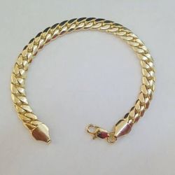 14k Gold Plated Cuban Bracelet 8” 