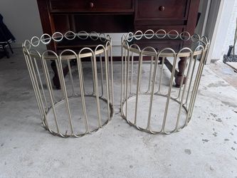 $100 Pair gold side tables with mirrored tops