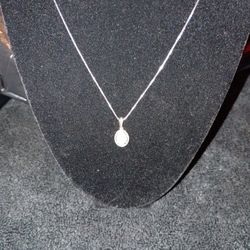 Sterling Silver Chain With Opal Pendant 
