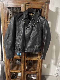 Vintage Harley Davidson, black double leather lens, zip biker jacket