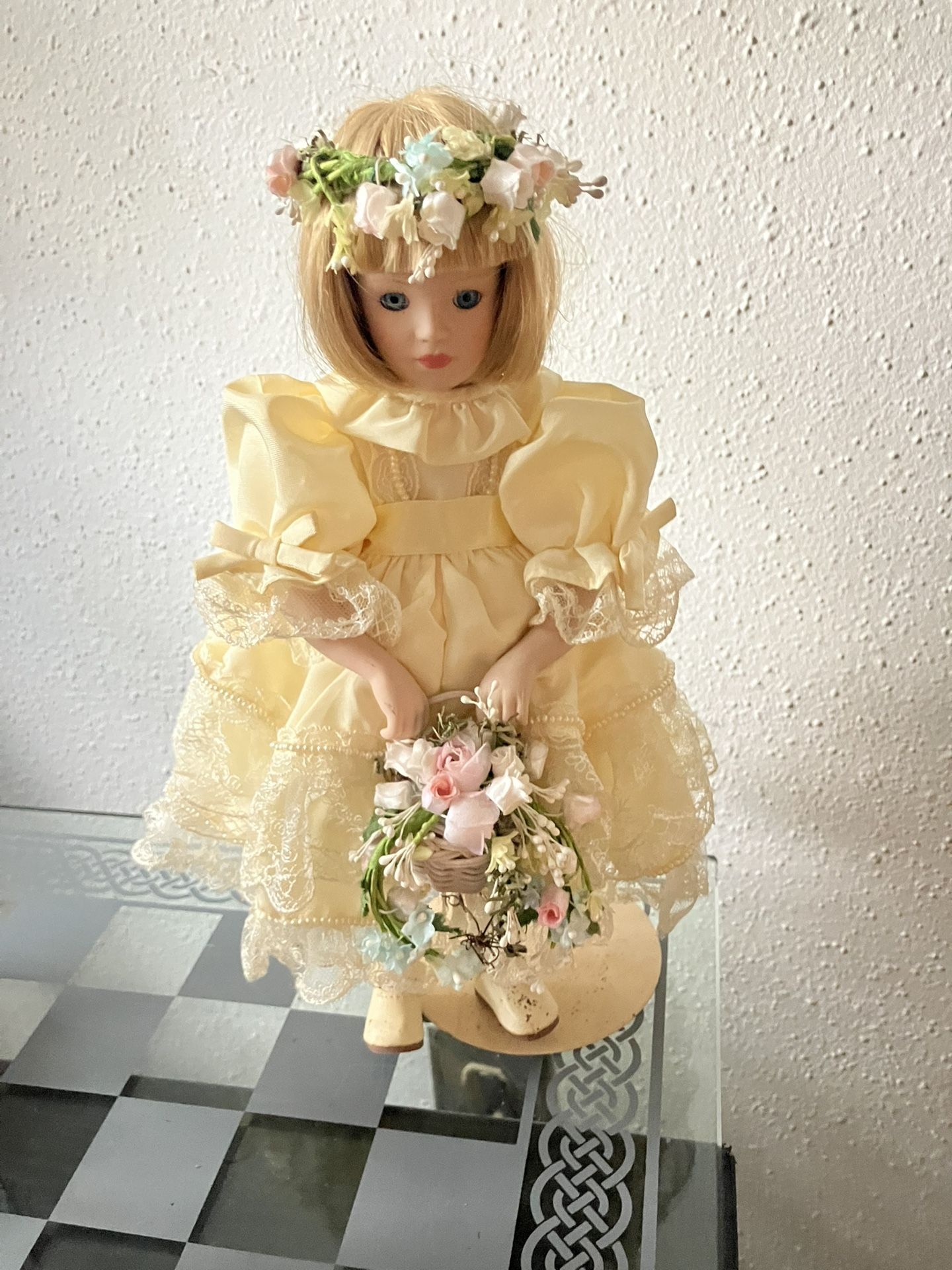 Flower Girl Porcelain Doll