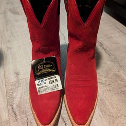 JB Dillon cherry Red Cowboy Boots 