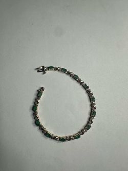 14k Emerald & Round Diamond Bracelet