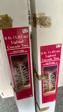 Christmas decoration, 6 foot lighted cascade tree with 300 clear lights for indoor and outdoor use Christmas decoration, 6 foot lighted cascade tree w