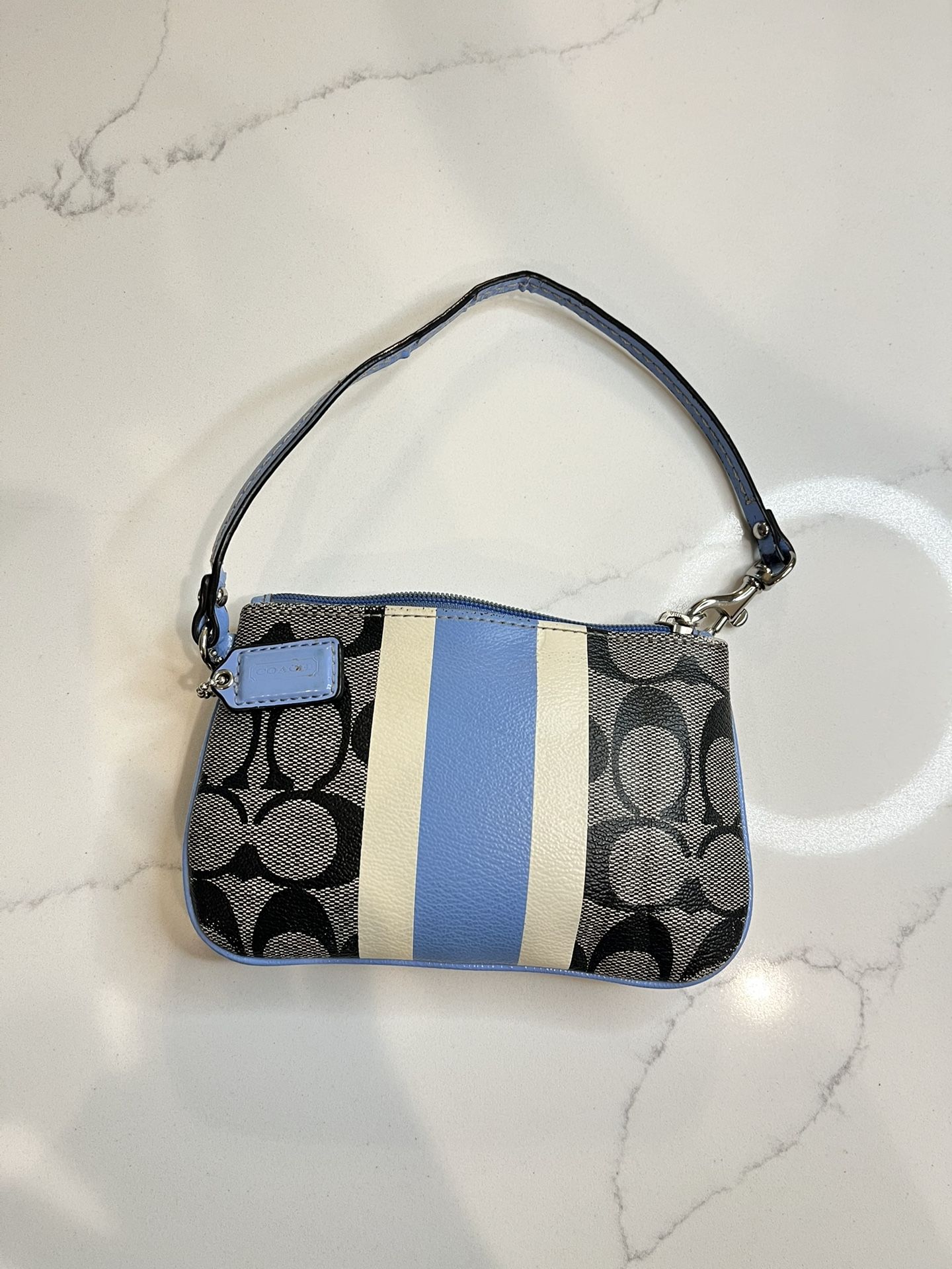 Coach Black and Blue Patterned Wristlet