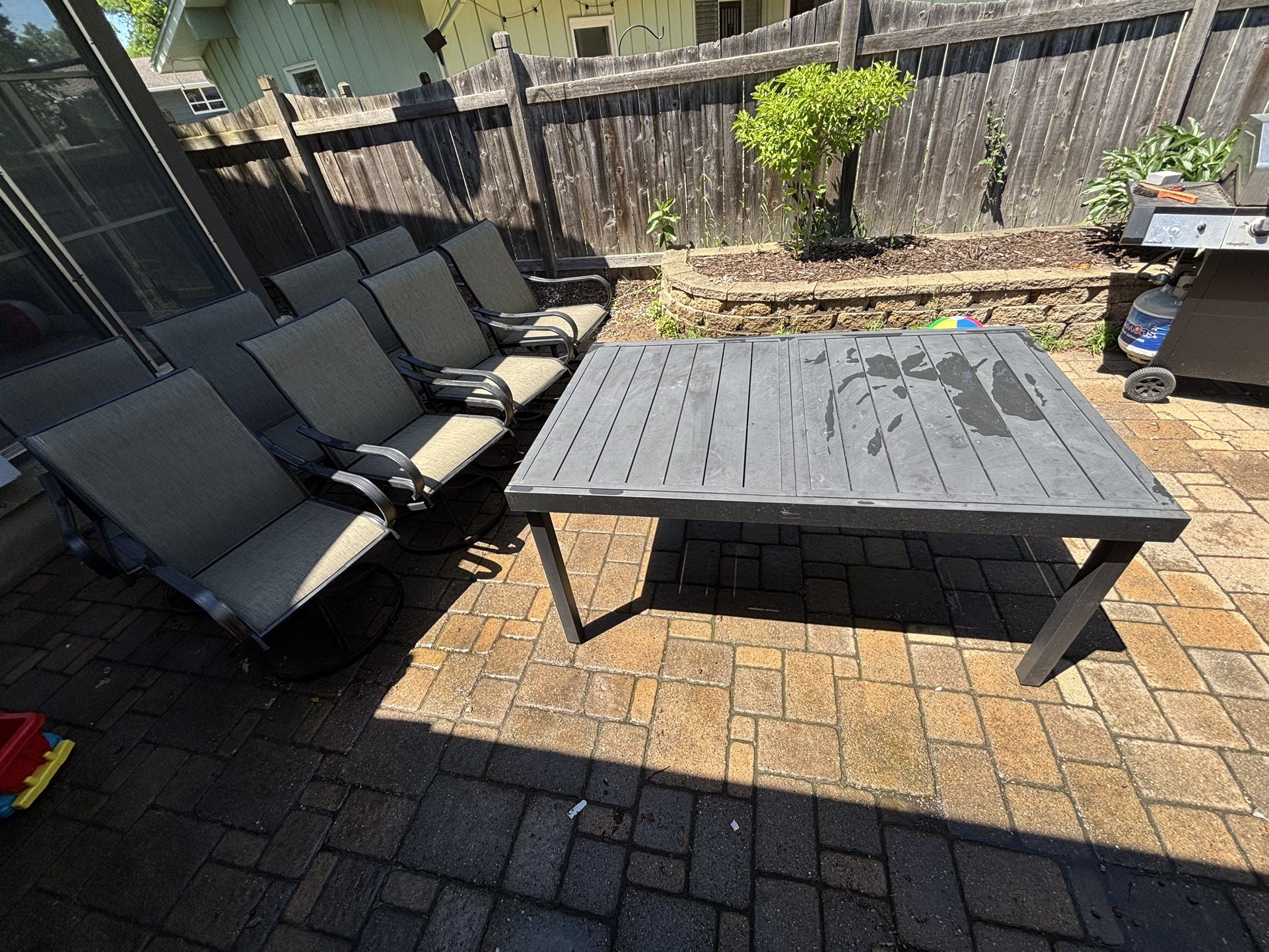 9-Piece Patio Dining Set with Extendable Table for Garden, Backyard PHI VILLA