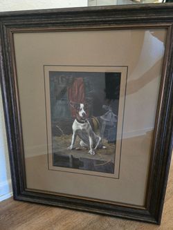 Vintage Framed Dog Print Wall Art