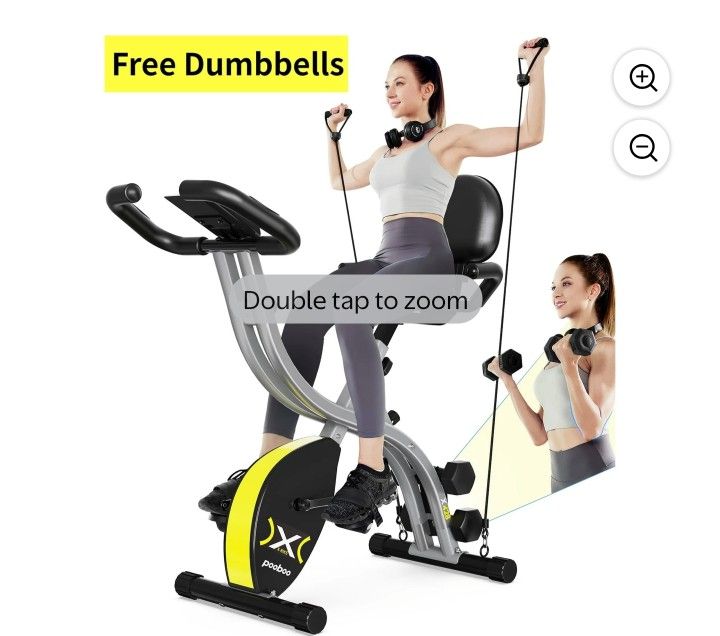 Brand New Pooboo Folding Exercise Bike Indoor Stationary Cycling Bicycle